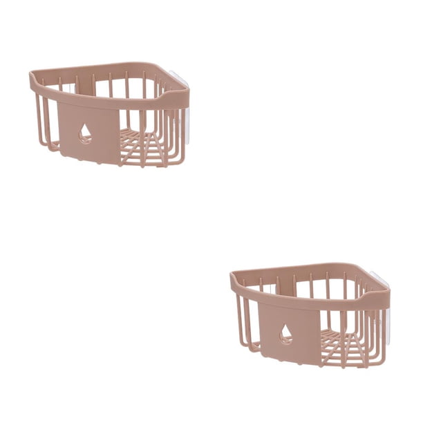 Kearding Estante de almacenamiento de PP, cepillo Triangular autoadhesivo con autodrenaje, organizador de esponja para botellas, soporte para Rosa 2Conjunto