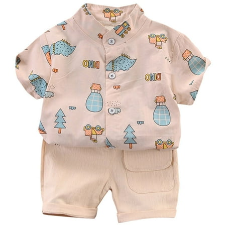 

Summer Cartoon Dinosaur Casual Sports Boy Suit Yellow Short Sleeve Shorts Children S Clothing Cute Clothes
