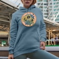 thumbnail image 2 of Stand Tall & Face the Sun with Retro Sunflower & Butterfly Art Merch Gift, Light Blue Hooded Sweatshirt or Hoodie, XL, 2 of 5