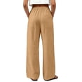 thumbnail image 4 of Evdexr Linen Pants Womens Drawstring Lightweight Pant Summer Wide Leg Beach Trousers Elastic Waist Oversized Casual Slacks with Pockets Saffron S, 4 of 6