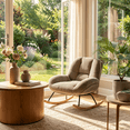 thumbnail image 4 of Homy Casa Corduroy Rocking Accent Chair with Solid Wood Base, Lounge Chair for Living Room, Bedroom, Reading Corner, 4 of 8