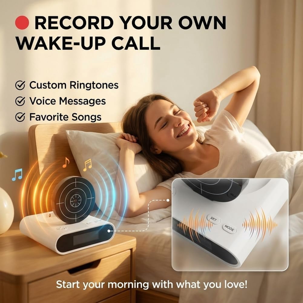 Target Alarm Clock with Gun, Gun and Target Alarm Cloc, Digital Shooting Game Alarm Clock, Interactive Shot Timer, LED Display, Custom Ringtones, 2 Alarm Modes, Fun Bedside Clock for Adults (White)
