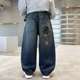 thumbnail image 5 of TOWED22 Boys Baggy Jeans for Kids Teen Casual Straight Wide Leg Cargo Jeans Y2K Loose Elastic Waist Denim Pants Trousers with Pockets(Blue,12-14 Y), 5 of 7