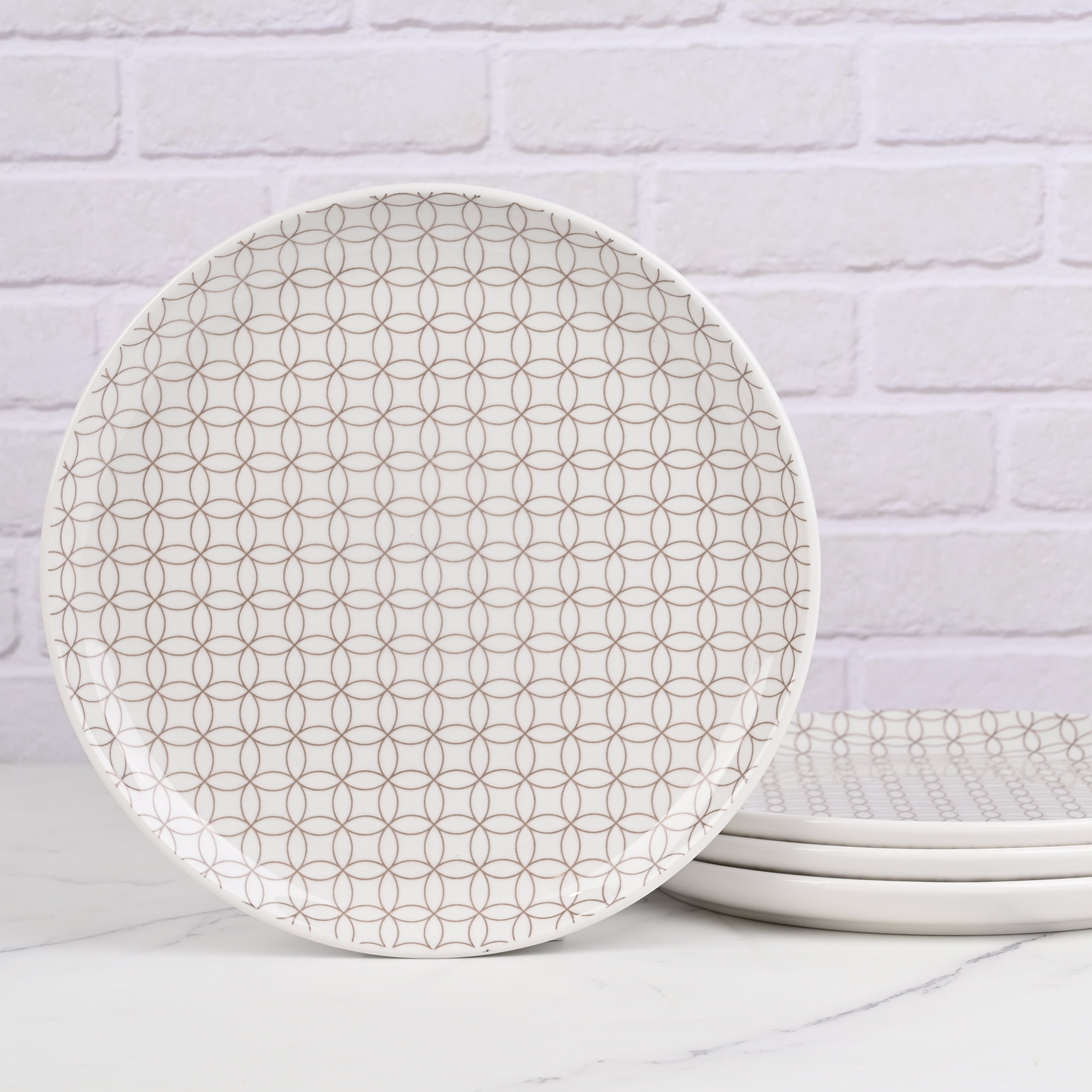 Mainstays Alessandra Brown 4-pack Stoneware Dinner Plate Set, 10.2", MS DINNER PLATE BROWN