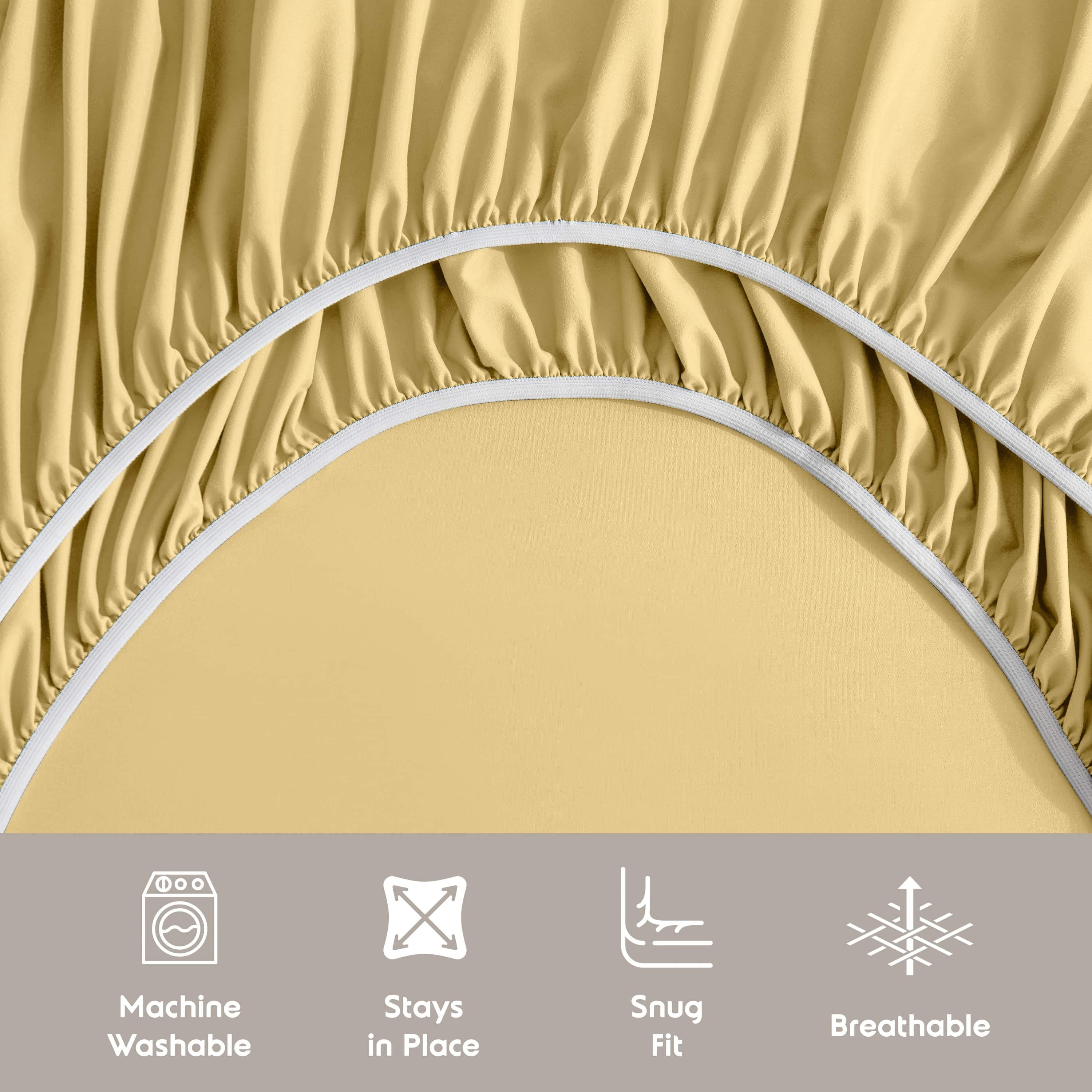 LammaLoe Extra Deep Pocket Full Size Sheets set, Fits 18"-24" Mattress, 6 Piece Soft Microfiber Bed Sheet Sets, Mellow Yellow