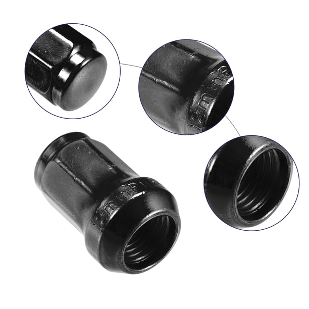 20 Écrous De Roue M12x1.5 42mm JDM Racing Noirs - Écrous Hexagonaux 19mm Pour Voiture Sportive
