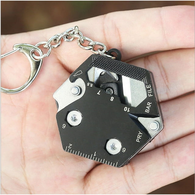 Stainless Steel Multi-Functional Mini Folding Knife with Hexagon Bit: Portable Keychain Coin Knife for Outdoor Survival, Camping, Hiking & Fruit Cutting – Compact, Durable Emergency Tool for All Ages