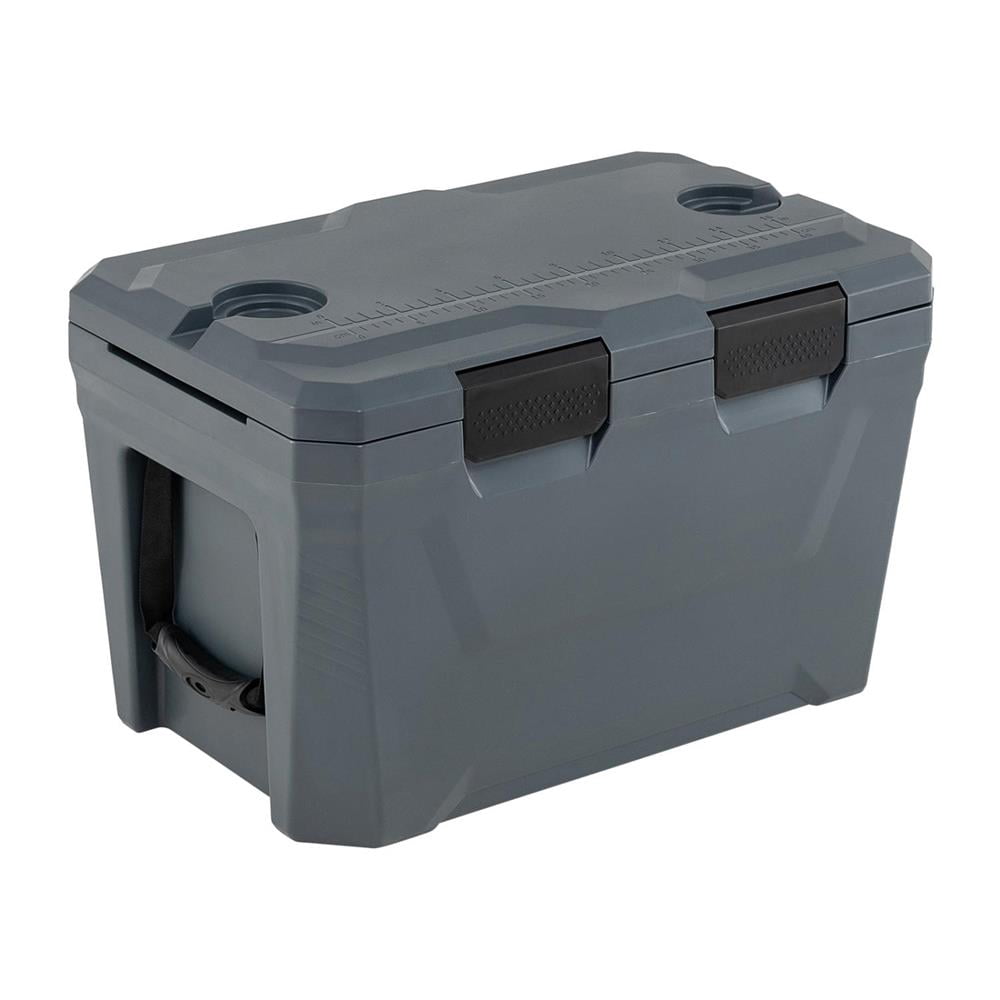 Topcobe Insulated Portable Cooler Hard Shell Ice Chest with 2 Cup Holders Bottle Opener and Drain Plug, Portable Water Cooler, Cooler with Wheels-Gray