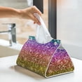 thumbnail image 4 of Rocae Glitter Rainbow Print Long Tissue Box Lid Durable Leather Tissue Box Lid Can Be Used as Modern Home Decoration, 4 of 9