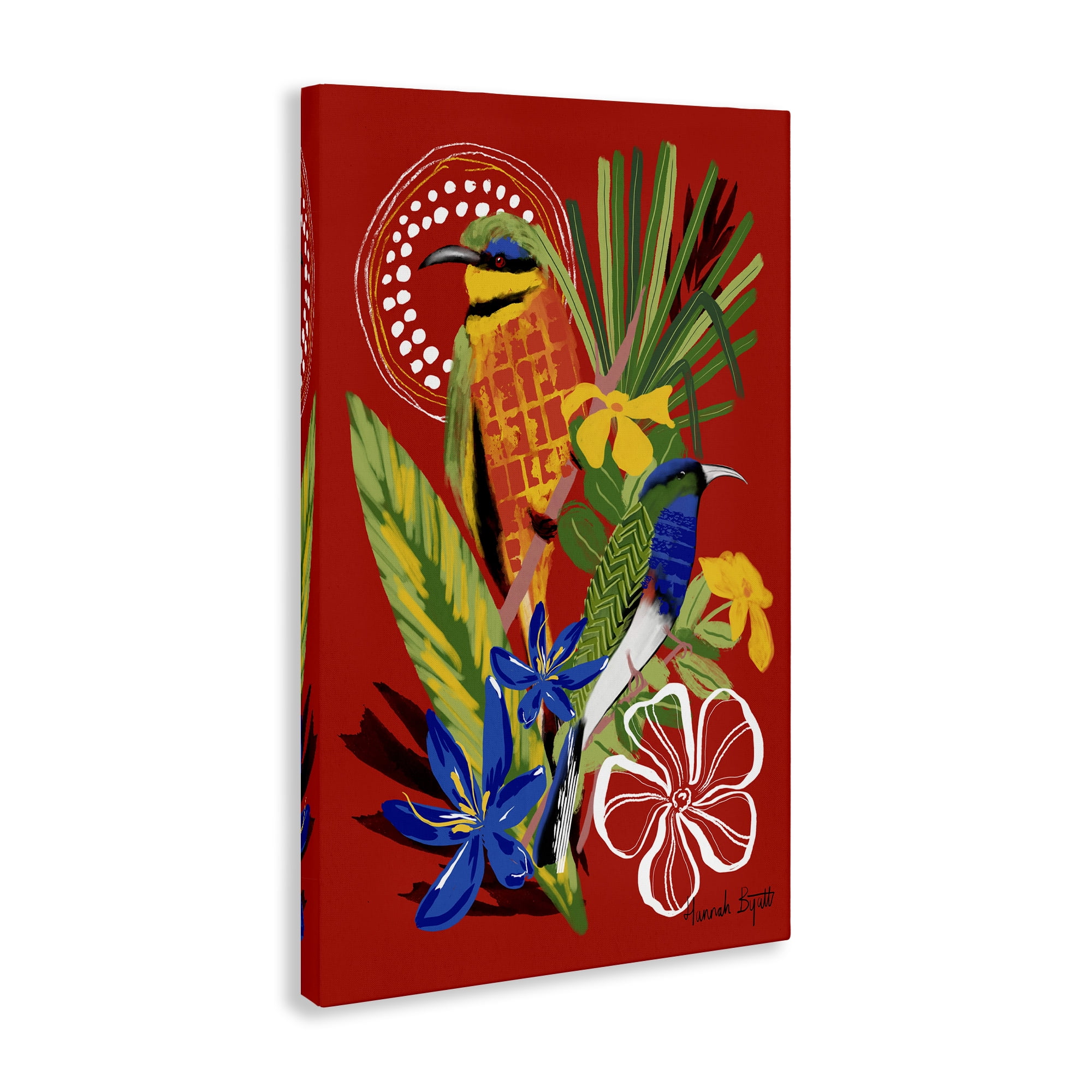Stupell Industries Gambia Inspired Birds Animals Painting Wrapped Canvas Art Print Wall Art, 30 x 45