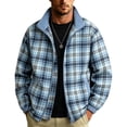 thumbnail image 3 of WIZUTIZ Men's Reversible Jacket Plaid Zip Up Loose Thin Sports Coat Polyester Spandex Waterproof Windproof for Hiking Camping Outdoor Daily Mens Fashion, 3 of 7