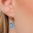thumbnail image 3 of Gem Stone King 14K Yellow Gold Swiss Blue Topaz and Lab Grown Diamond Earrings for Women | 2.07 Cttw | Gemstone November Birthstone | Emerald Cut 7X5MM, 3 of 6