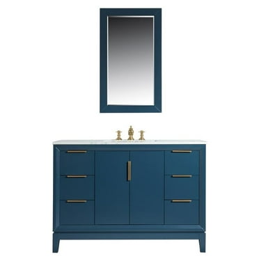 Water Creation Elizabeth 48" Wood Single Bathroom Vanity in Monarch Blue/Gold
