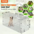thumbnail image 2 of VEVOR Humane Live Animal Trap, Dimensions 50" x 20" x 26", Crafted from Galvanized Iron, Collapsible Design with Carrying Handle for Capturing Stray Dogs, Armadillos, Raccoons, Marmots, and Foxes, 2 of 9