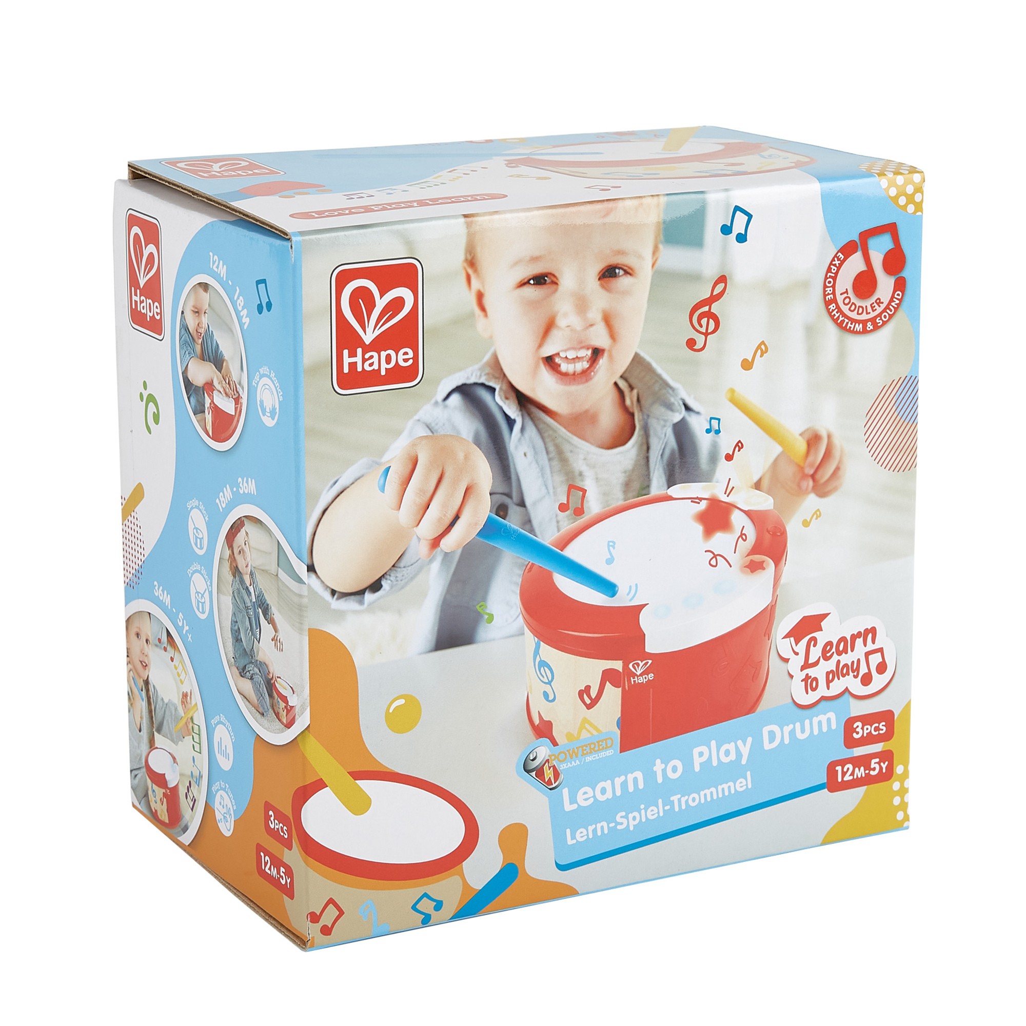 Hape Electronic Drum Musical Instrument Toy W/ Lights & Guided Play
