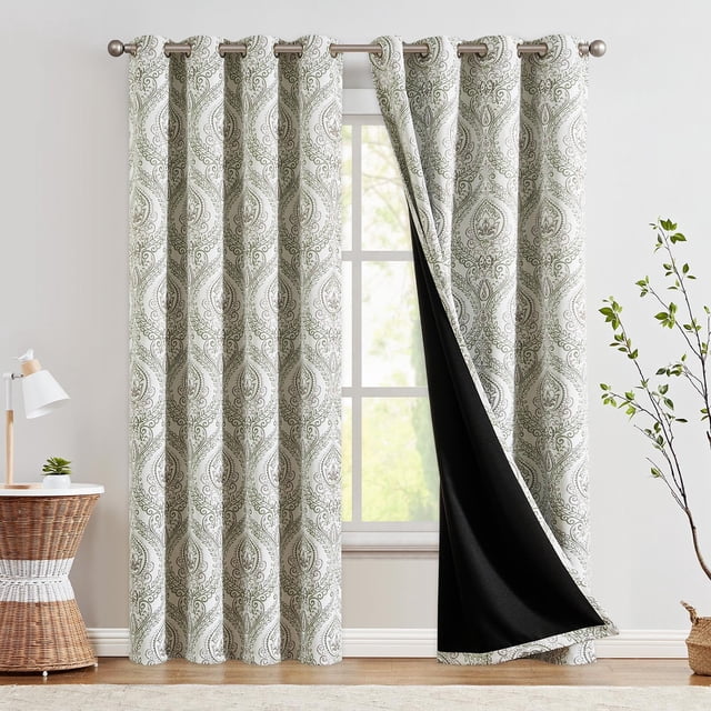 Cortinas opacas Jinchan, color verde salvia, 214 cm de largo, vintage
