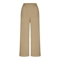 thumbnail image 6 of CFLVAEK Corduroy Pants for Women Casual Elastic High Waisted Palazzo Pant Solid Color Wide Leg Trousers with Pockets Khaki S, 6 of 9