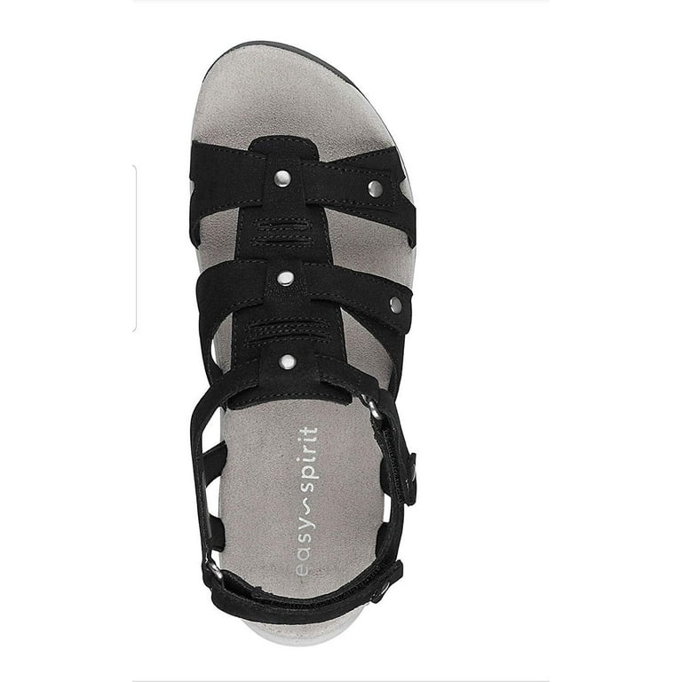 Easy Spirit Women s Sailors Flat Sandals Leather Black 9 M US Black Soft Walmart