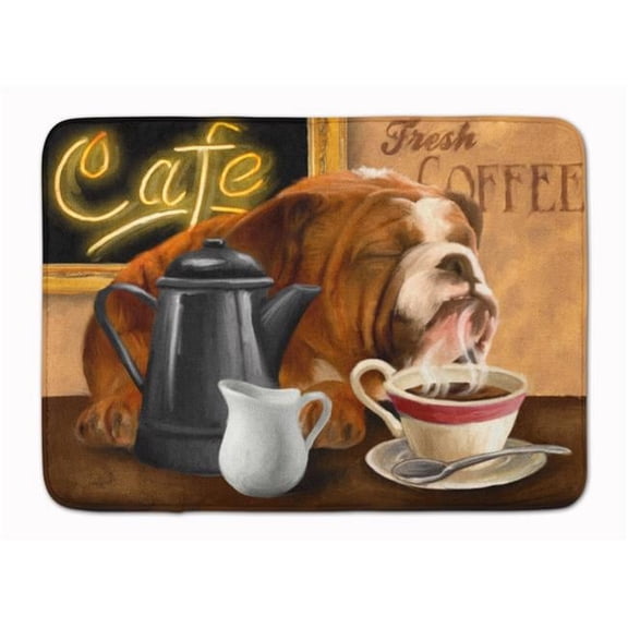 Carolines Treasures English Bulldog Morning Coffee Machine Washable Memory Foam Mat