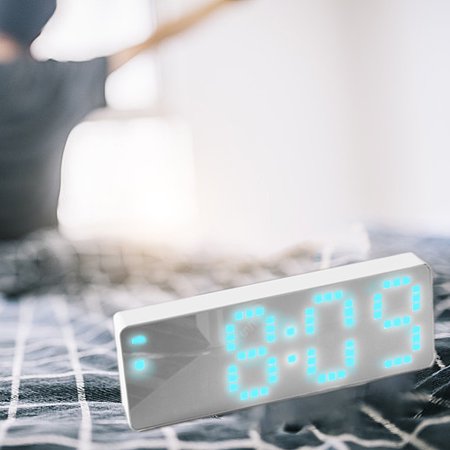 Specollect Clock for Bedroom, Clocks for Living Room Decor, Desk Table Clock, Alarm Display with Date Week Temperature, Automatic Brightness Dimmer, Smart Cool Modern Three Brightness Settings