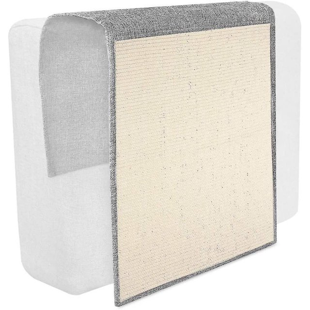 Alfombrilla para rascar para gatos, protección para sofá, sillón, muebles, suelo y pared, alfombrilla de sisal y lino, 130 x 45 cm, adecuada para gatos, gatitos y perros (gris claro, blanco)