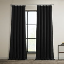 Essential Black Faux Linen Room Darkening Curtain (1 Panel), Essential Black, 50W X 84L