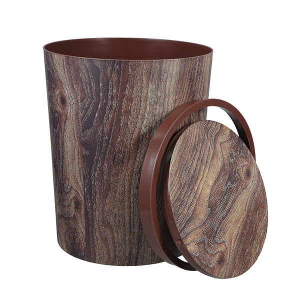 WORGEOUS Retro Wood Grain Trash Can Office 29.00X24.80X24.80CM Brown