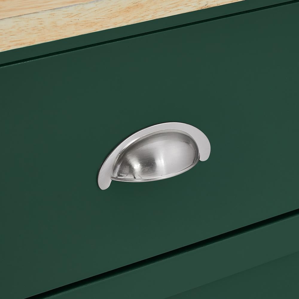 Crosley Furniture Cora Drop Leaf Traditional Wood Kitchen Island in Emerald