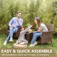 thumbnail image 4 of WLXIANG Patio Porch Furniture Sets 3 Pieces PE Rattan Wicker Chairs with Table Outdoor Garden Furniture Sets (Brown/Grey), 4 of 9