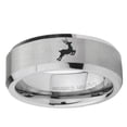 thumbnail image 2 of Deer 8MM Beveled Edge Gray Tungsten Men Ring, 2 of 2