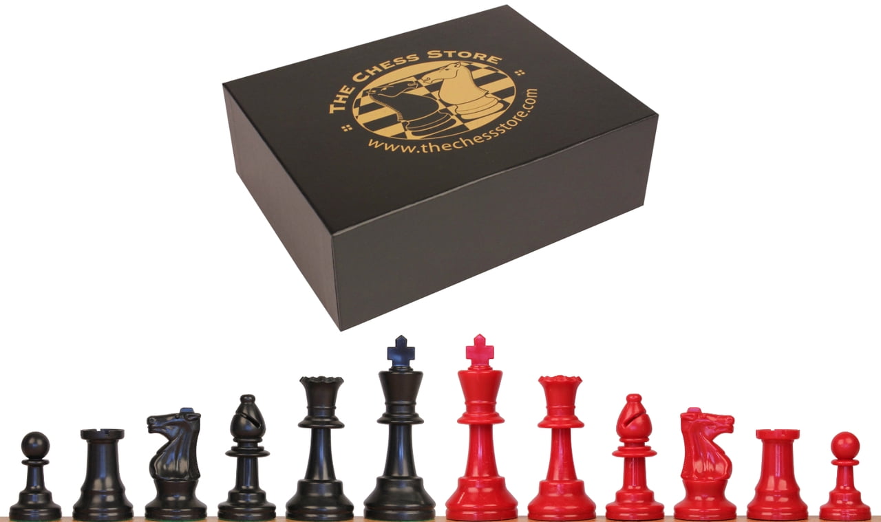 Standard Club Plastic Chess Set Black & Red Pieces with Box - 3.75" King -  Walmart.com