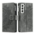 thumbnail image 3 of Feishell Zipper Wallet Case for Samsung Galaxy S21,for Women Men,Stylish Embossed Pattern PU Leather Multi Card Slots Magnetic Clasp Flip Kickstand Crossbody Phone Case with Shoulder Strap,Gray, 3 of 10