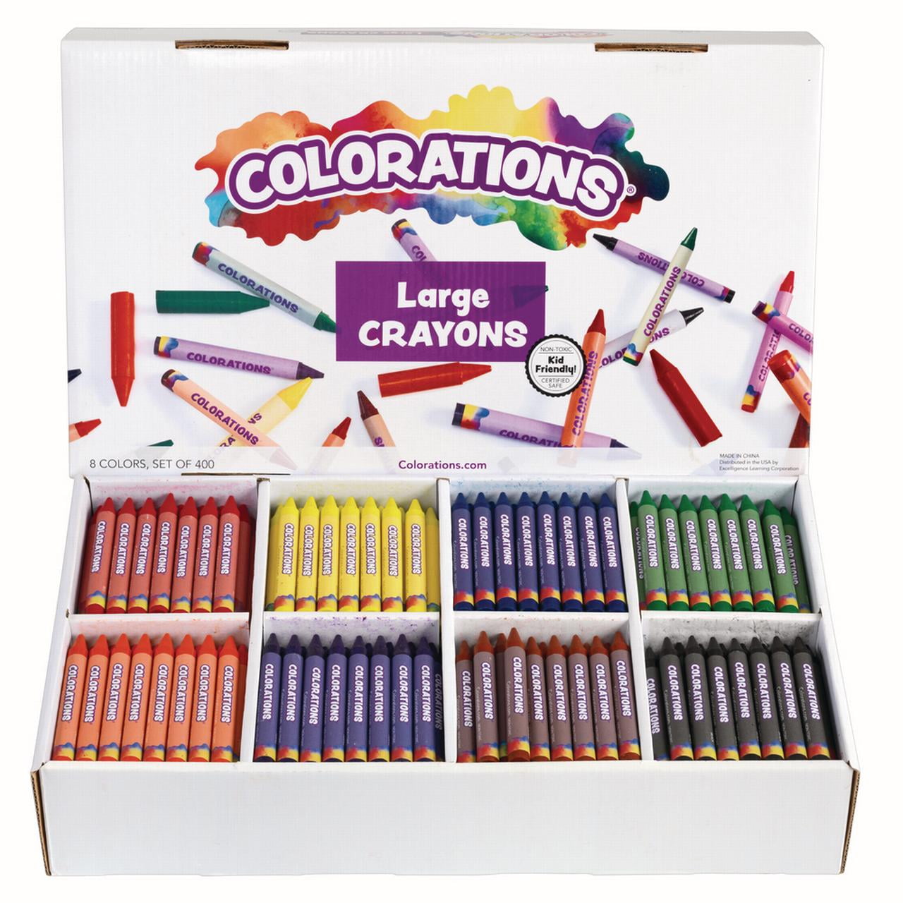 School Smart Large Non-Toxic Crayon in Storage Box Pack of 400 7//16 X 4 in Assorted Color