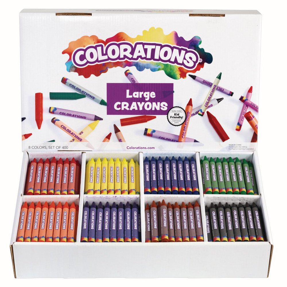Colorations Large Crayons 8 Colors, Set of 400, Art, Crafting