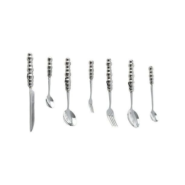 Yhmxh Utensilios de cocina Juego de cubiertos de acero inoxidable, cuchillos, tenedores, cucharas y utensilios combinados con cuchillos y tenedores de estilo occidental y mangos de cerámica perlada.