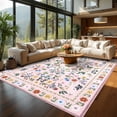 thumbnail image 2 of Hasoo Large Washable Rug 9' x 12' Area Rug for Living Room Vintage Floral Non Slip Neutral Indoor Decor Carpet, Pink, 2 of 6