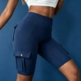 thumbnail image 2 of Stamzod Women's Short Leggings with Pockets Butt-Lifting Cargo Yoga Shorts Casual High Waisted Gym Workout Leggings Navy-1 L, 2 of 5