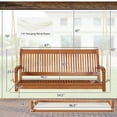 thumbnail image 3 of Gymax 2-Seat Patio Hanging Wooden Porch Swing Bench w/ Cushion & Hanging Ropes, 3 of 10
