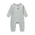 thumbnail image 1 of Qiylii Baby Boy Girl Button Romper One Piece Solid Color Knit Ribbed Jumpsuit, 1 of 1