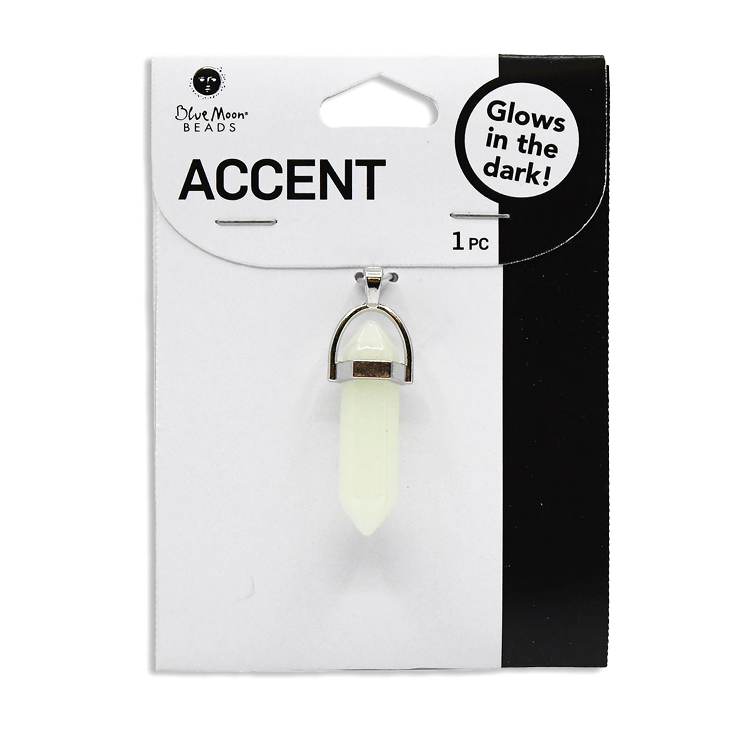 Blue Moon Beads Glow in The Dark Green Glass Dagger Pendant for DIY Jewelry, Unisex, Adult, 1 Piece