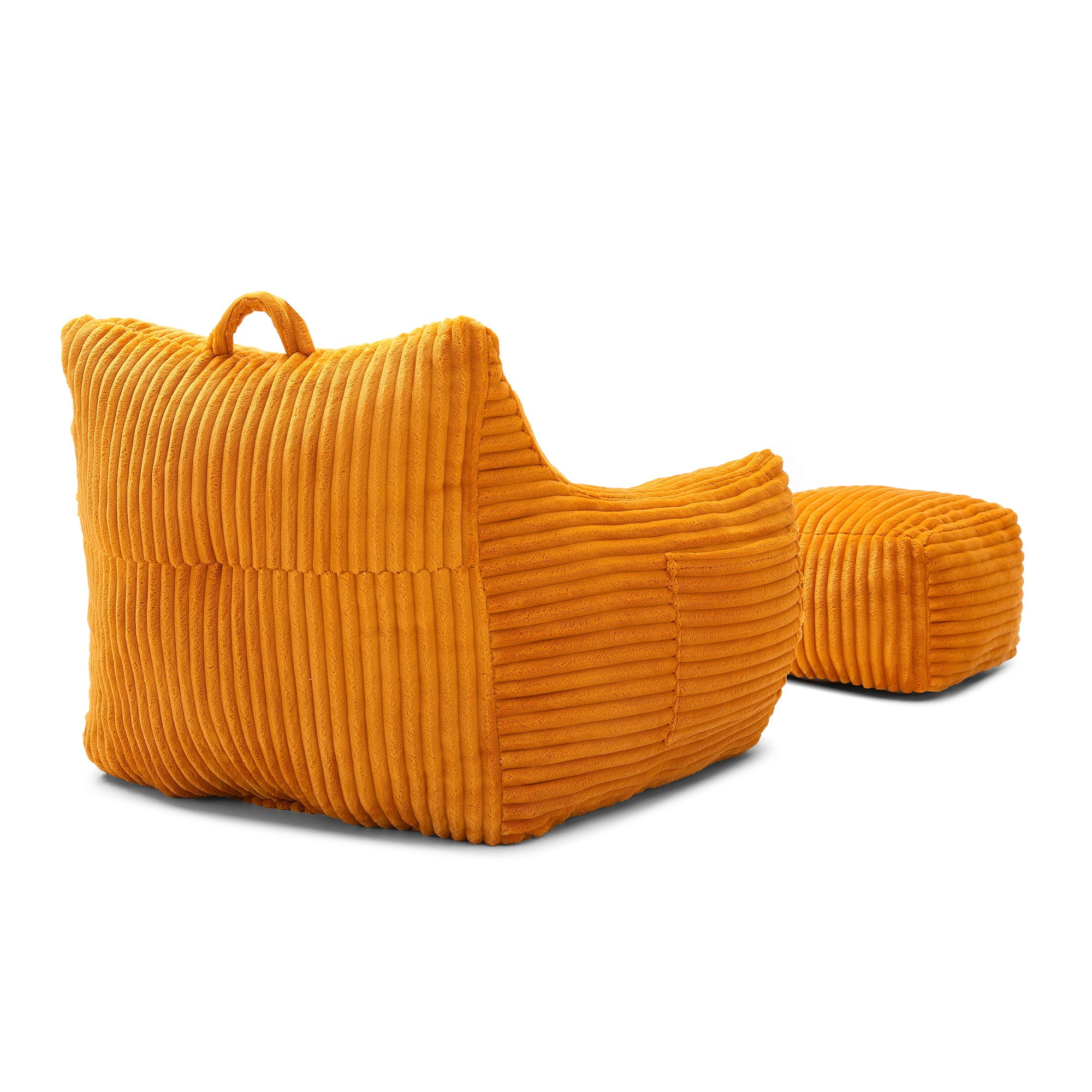 Giant Plush Bean Bag Chair for Adults with Armrests and Footstool, Comfy Beige Beanbag Chaise Lounge Lazy Floor Sofa Chair for Living Room, Bedroom & Dorm, Cozy Fluffy Cloud Mini Couch (Yellow)
