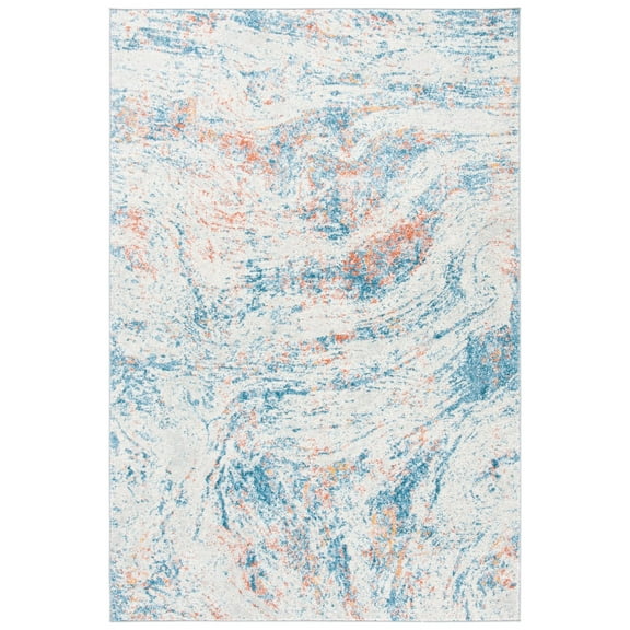 SAFAVIEH Tulum Venice Abstract Area Rug, 5'3" x 7'6", Ivory/Dark Blue