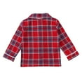 thumbnail image 3 of Tfken Unisex Boys Girls Pajamas Set Notch Neck Long Sleeve Straight-Leg Loungewear Plaid Print Relaxed Daily Wear Red Outfits Sets Size 8-9 Years, 3 of 9