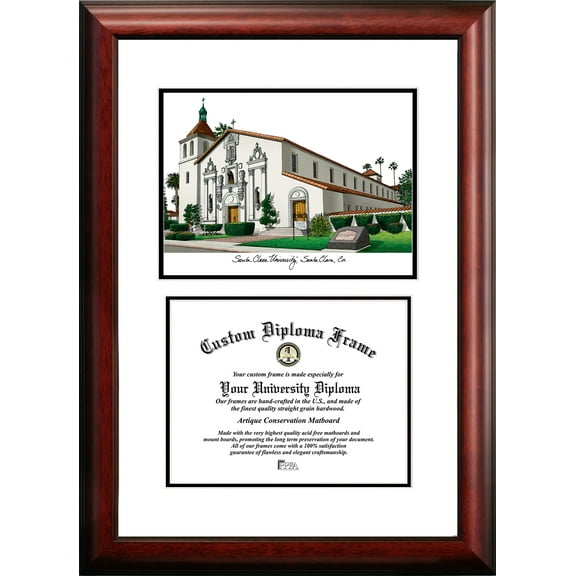 Campus Images CA930V-108 10 x 8 in. Santa Clara University Scholar Diploma Frame - Satin Mahogany
