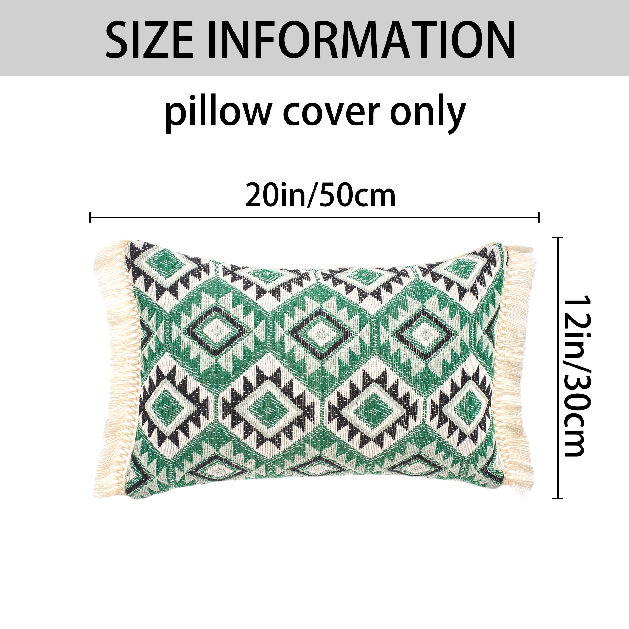 Unique Bargains Boho Throw Pillow Covers Geometric Pattern Cushion Cases 20" x 12" Green