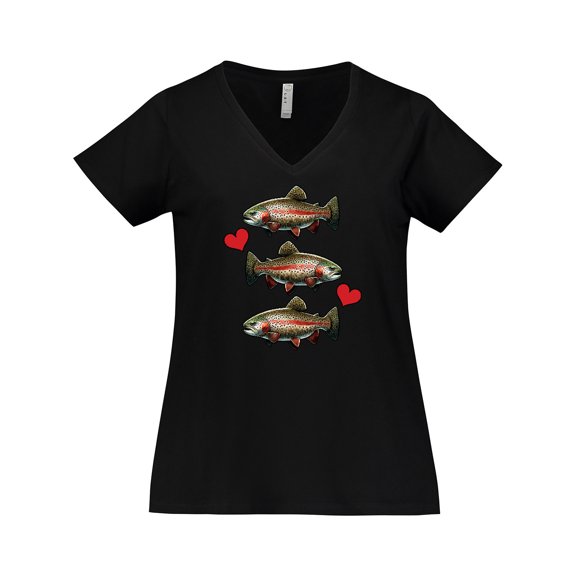 Inktastic Trout Fishing Fun Fish Lover Women's Plus Size V-Neck T-Shirt