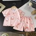 thumbnail image 2 of Ulanda Ensemble de Pyjama 2 Pcs Pjs Coton Tenue de Nuit d'Été Manches Courtes Haut avec Bas (Rose Pâle, 2-3 Ans), 2 of 6