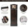 thumbnail image 4 of Kepooman Jewelry Armoire Storage Chest Necklace with Inside Makeup Mirror, Rear Storage Shelves, Walnut, 4 of 10