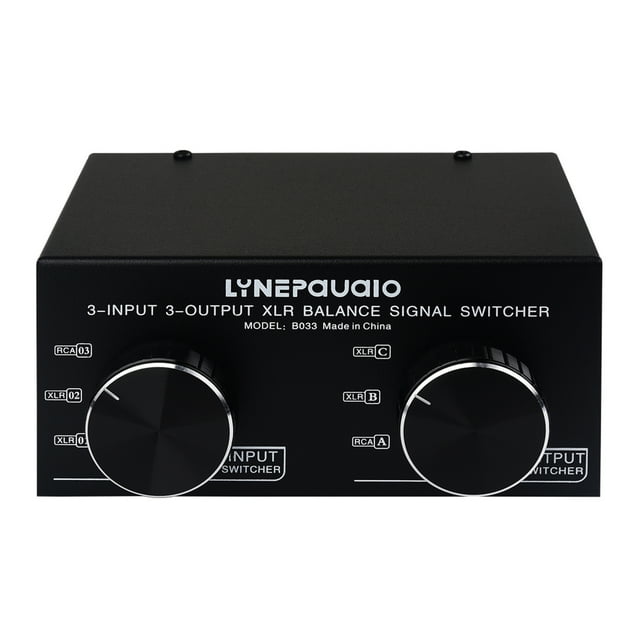 3 Input to 3 Output Fully Balanced XLR Signal Passive Stereo Selector Switch Switcher / Balanced XLR to Unbalanced RCA Audio Converter / No Loss Switching / No External Power Supply Black