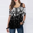 thumbnail image 2 of Pompotops T-Shirt Mode Femme Imprimé Floral Dentelle Manches Courtes Tee Décontracté Blouse, 2 of 7